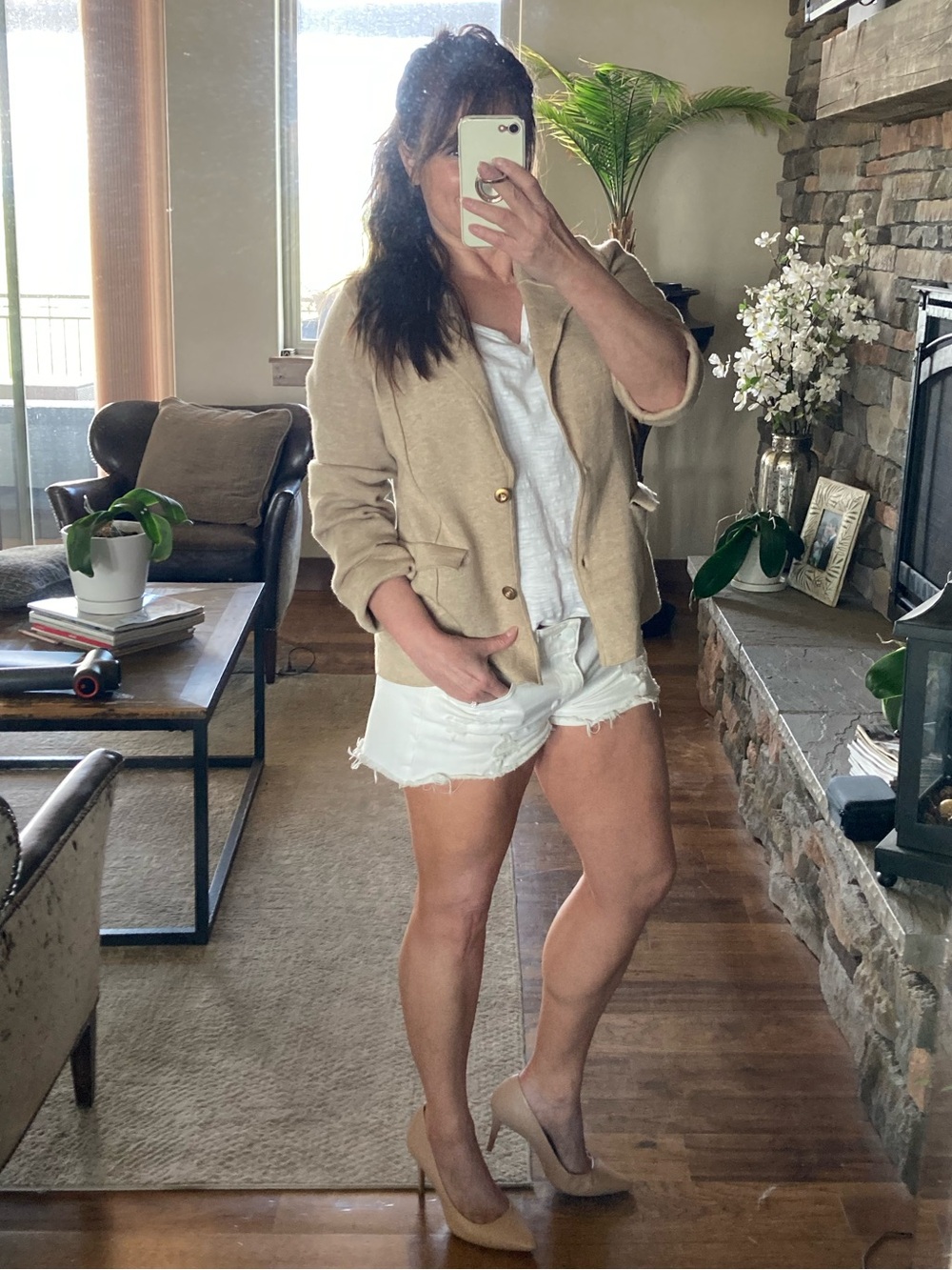 Anthropologie Camel Knit Blazer Office Chic Model Off Duty Urban